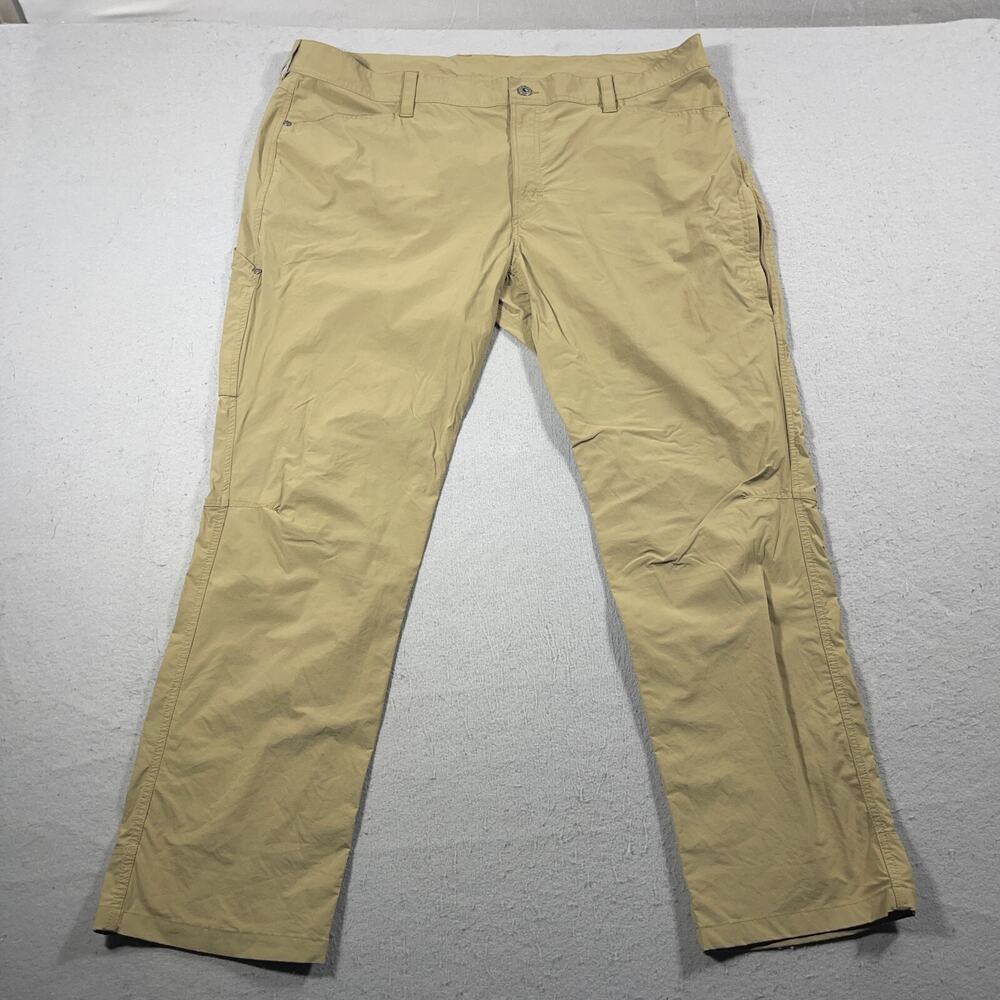 LL Bean No Fly Zone Insect Repellent Pants Men 44x32 Beige Nylon Stretch Outdoor
